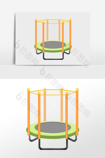 手绘运动健身跳跳床蹦蹦床插画图片