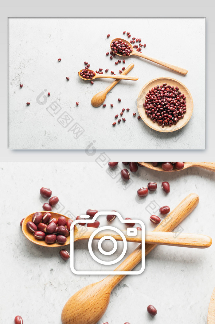 红豆组合刀叉摄影图