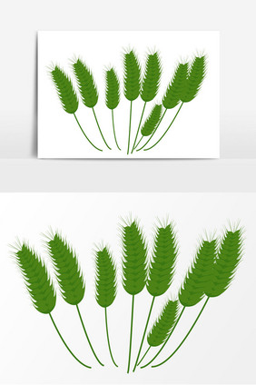 绿色卡通小麦矢量元素