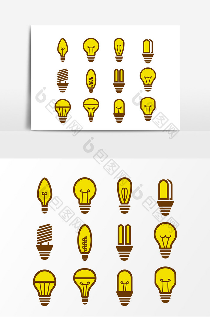 黄色钨丝灯泡设计元素