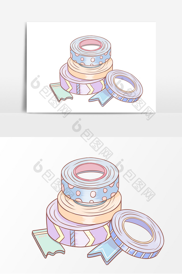 彩色胶带纸卡通形象元素