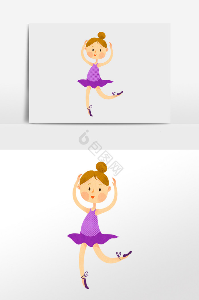 六一儿童节跳芭蕾女孩插画图片