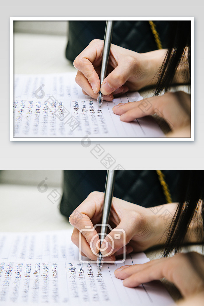 【特写镜头手拿笔写字学习摄影图】图片下载-包图网