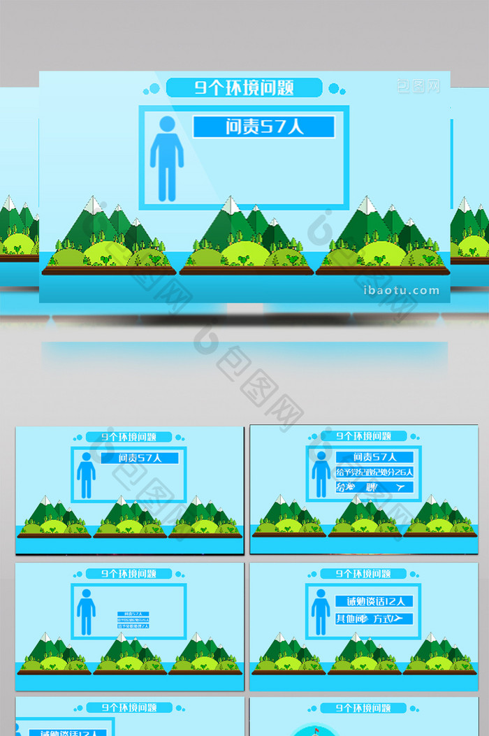 环境问责通报卡通动画AE模板