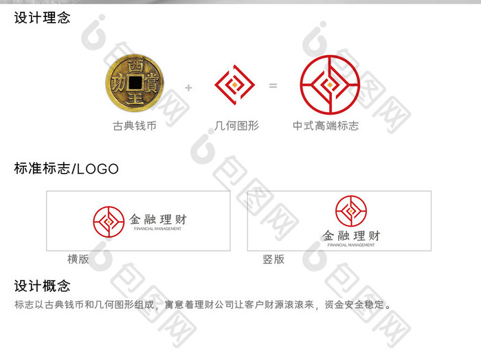 中式大气简洁简约金融理财logo模板