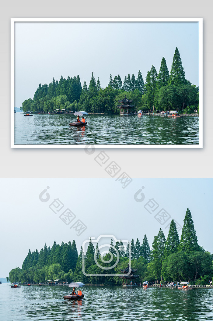 西湖游船美景旅行度假摄影图
