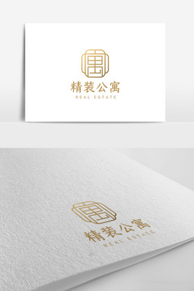 大气简洁中式简约公寓地产logo模板