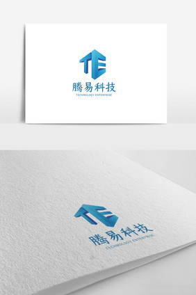 蓝色渐变大气科技企业logo设计模板