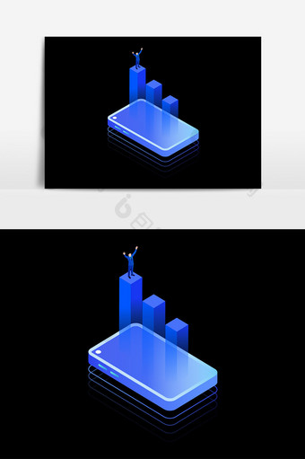 2.5D科幻互联网手机业绩逐步提升元素图片