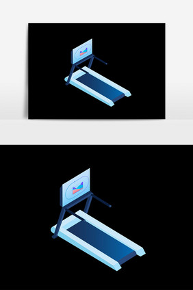 2.5D科技健身房跑步机元素