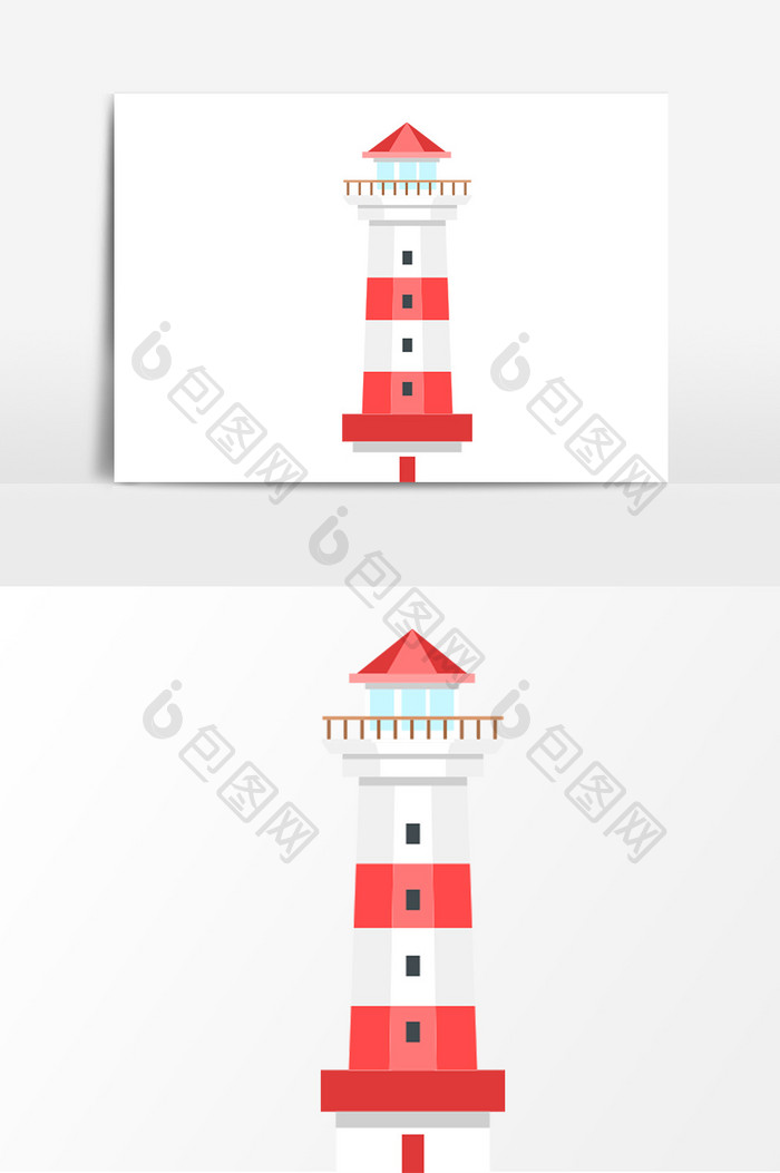 创意简约海边信号塔元素