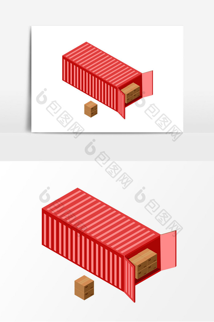 红色集装箱元素设计