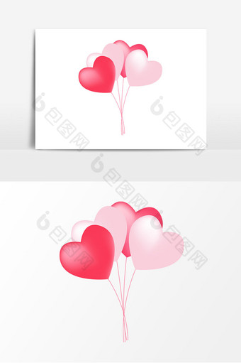 粉色爱心气球矢量元素设计图片