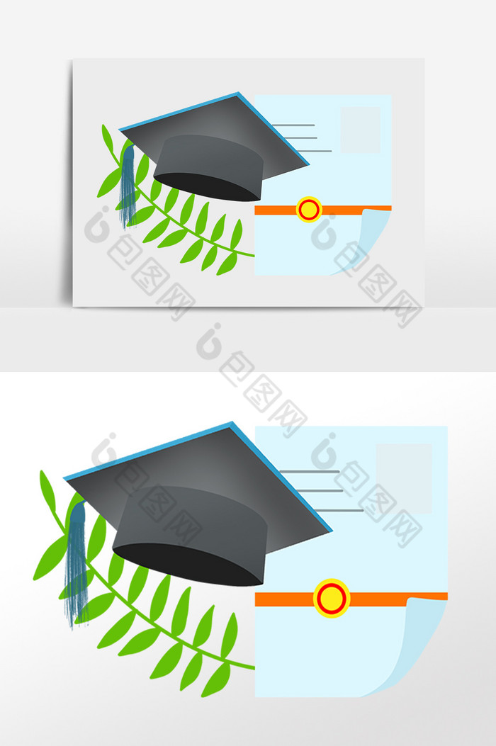 毕业季学士帽毕业证书插画图片图片