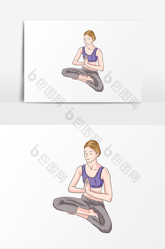 瑜伽有氧瑜伽盘坐人物图片图片