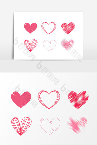 粉色爱心标签元素图片