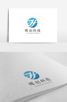 蓝色时尚简洁科技企业logo设计模板