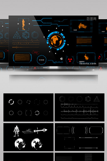 HUD现代科技信息化动态UI元素AE模板图片