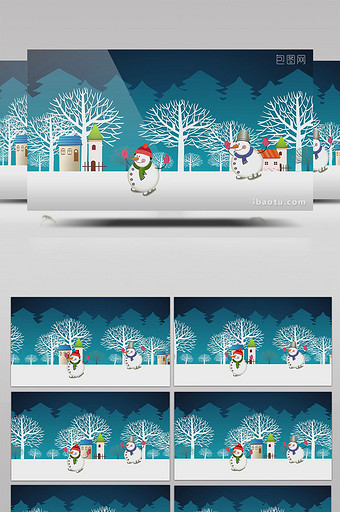 卡通冬季雪人背景图片