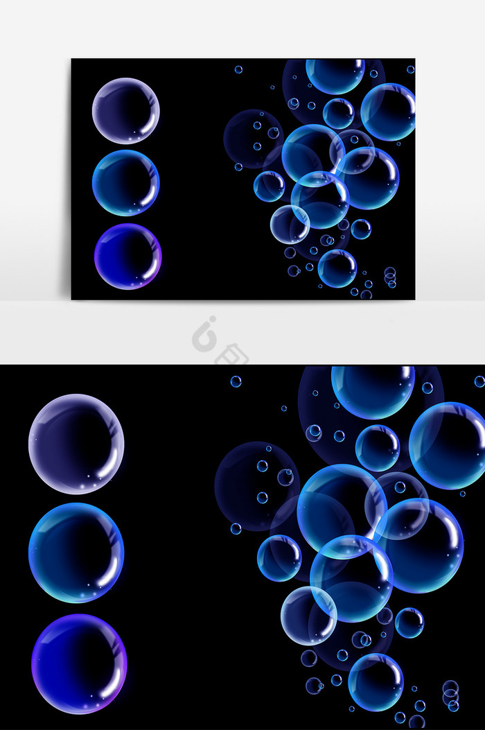 透明彩色气泡水晶球泡泡图片