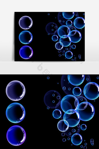 手绘透明彩色气泡水晶球泡泡元素图片