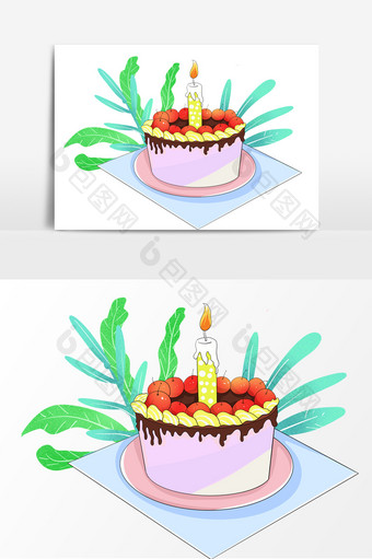 节日蛋糕手绘卡通元素图片