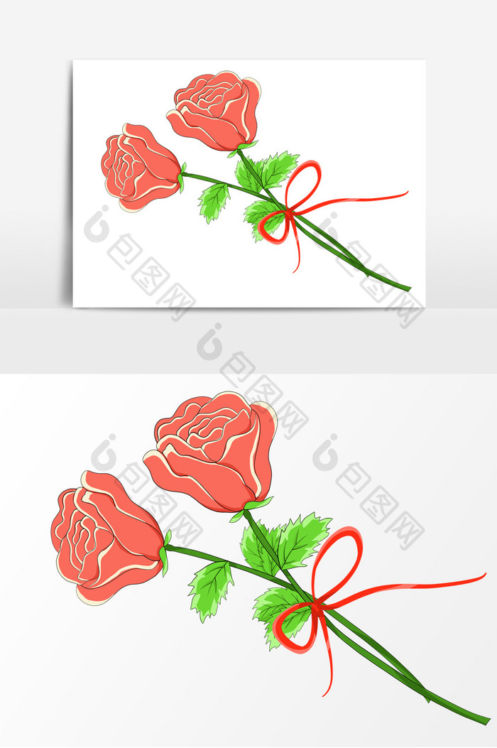 情人节玫瑰花手绘形象元素