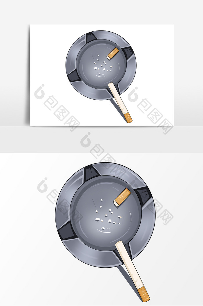 烟灰缸手绘形象元素