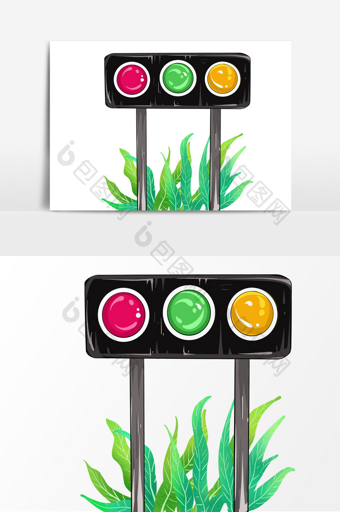 交通指示牌红绿灯元素