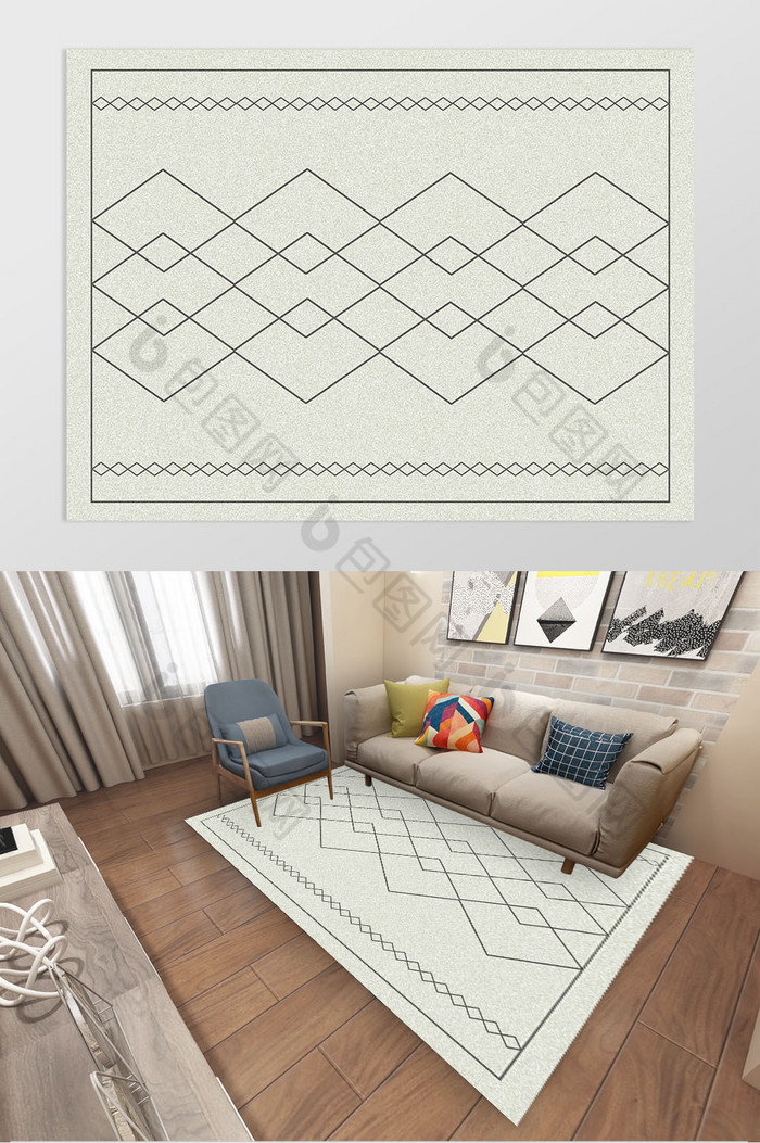 新现代北欧摩洛哥风格客厅卧室地毯图案图片图片