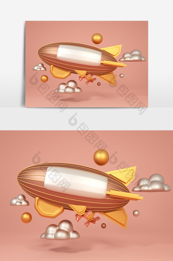 C4D金色电商促销装饰热气球图片图片