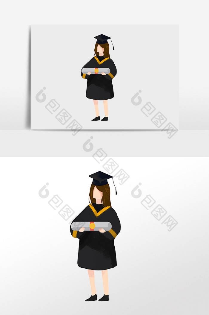 毕业季穿学士服大学生插画图片图片