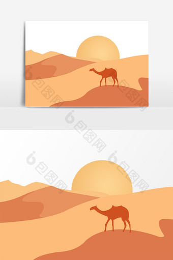 世界防治荒漠化或干旱日沙漠手绘元素图片