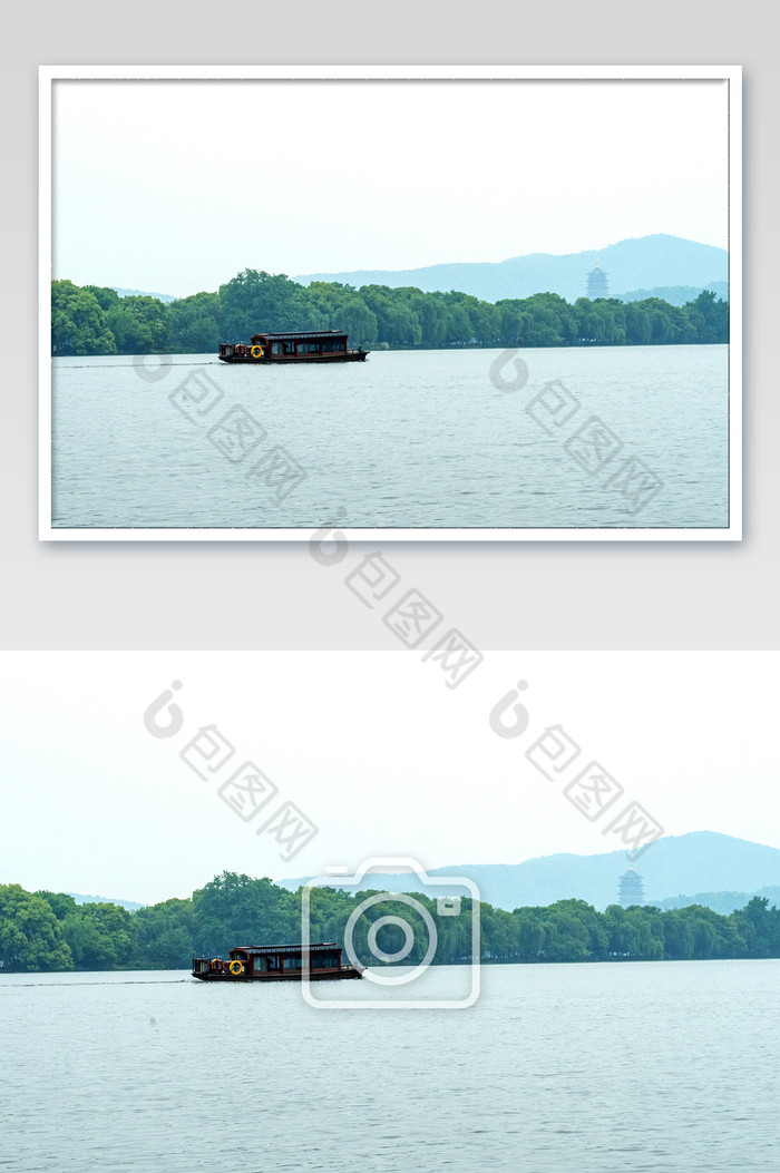杭州西湖游船江南风情高清电脑背景摄影图图片图片
