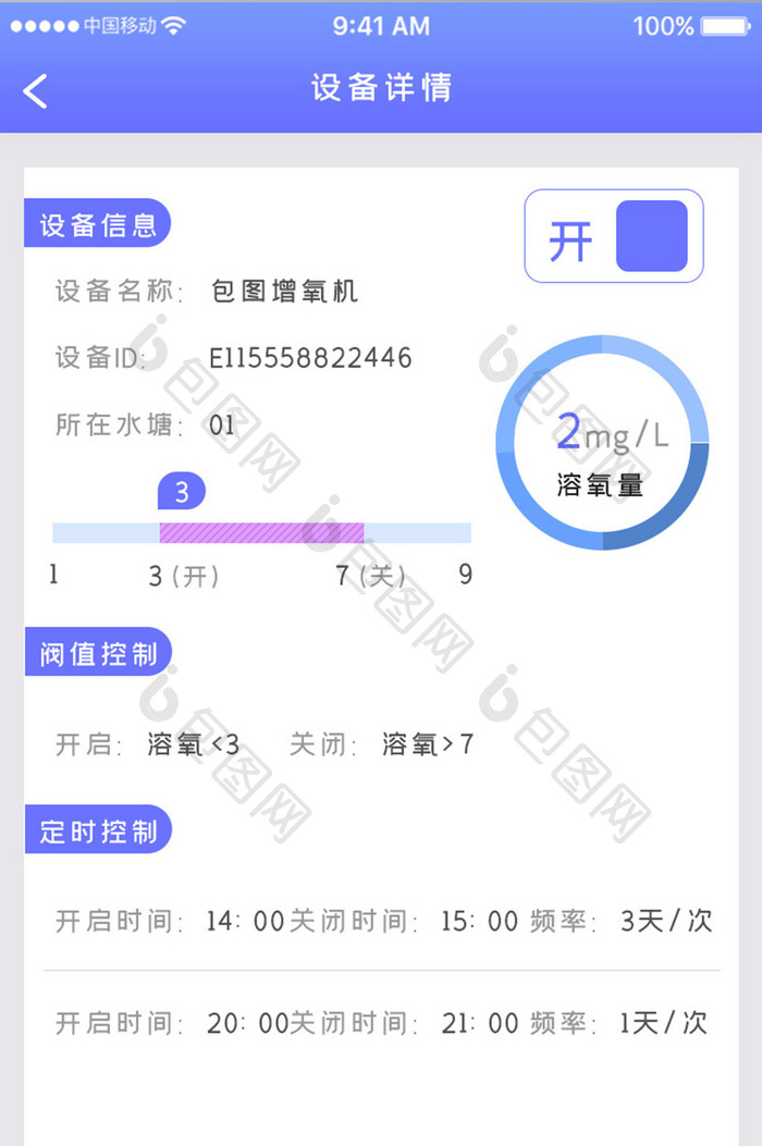 蓝色科技医疗健康app设备详情移动界面