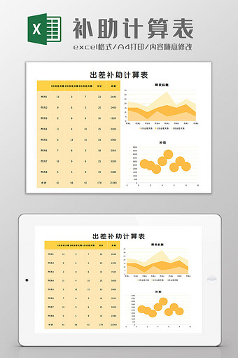 补助计算表Excel模板图片