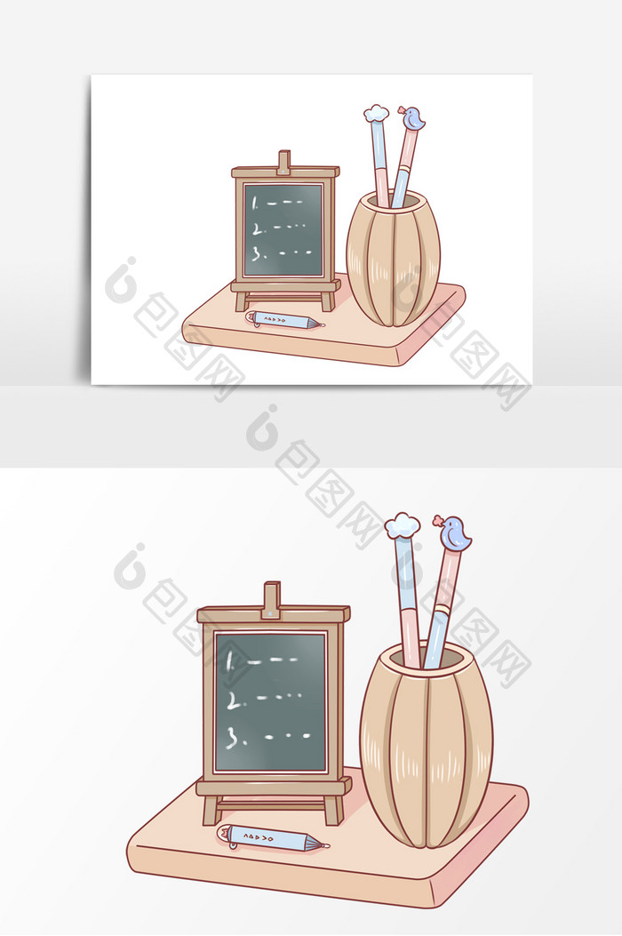 学习用具小黑板笔筒形象元素