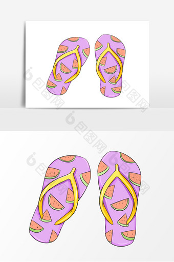 夏季沙滩鞋手绘卡通元素图片