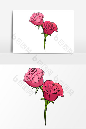 玫瑰花手绘卡通形象元素图片