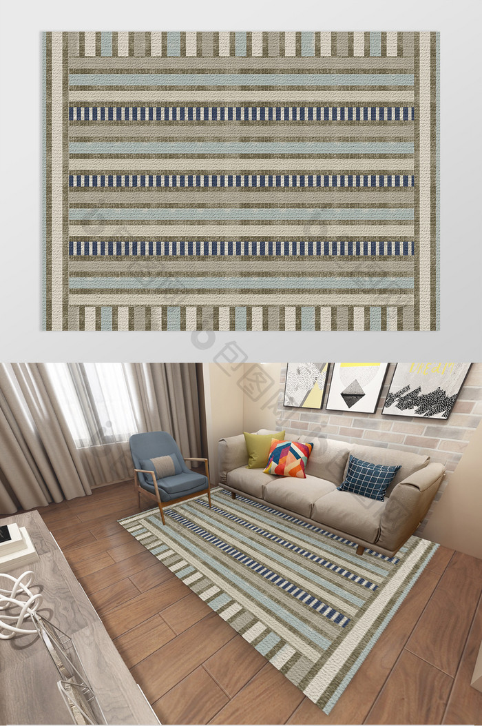 北欧风土耳其风格几何纹理客厅地毯图案