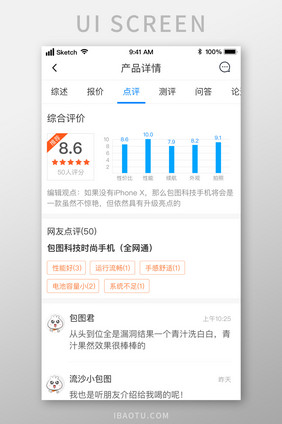 时尚电商购物点评产品评价UI移动界面