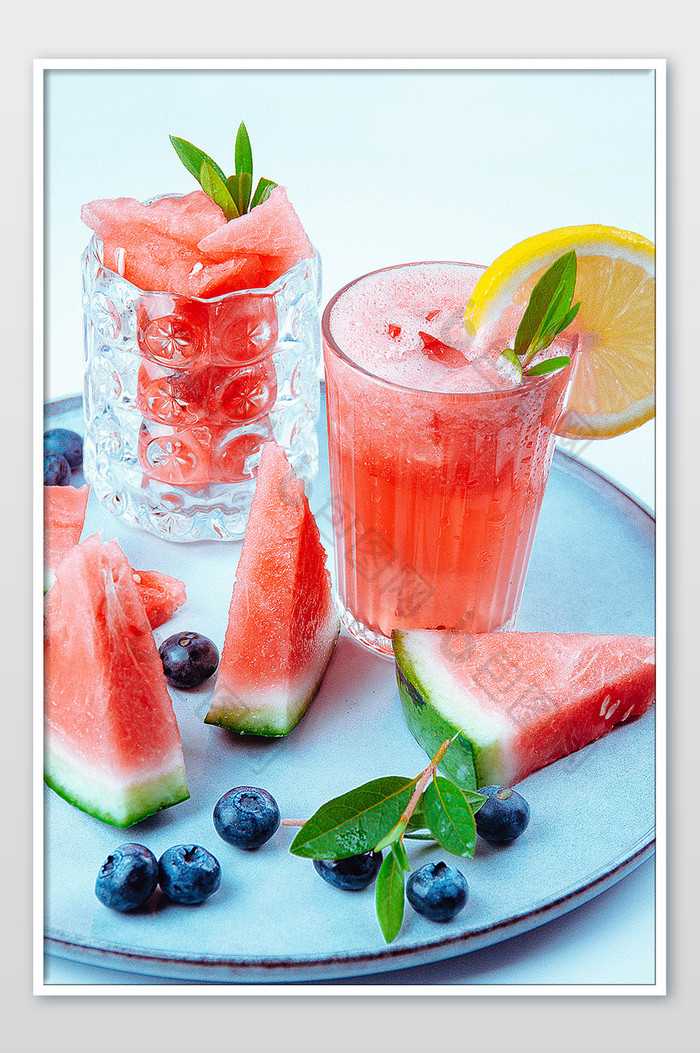 夏天水果清凉西瓜汁摄影图片