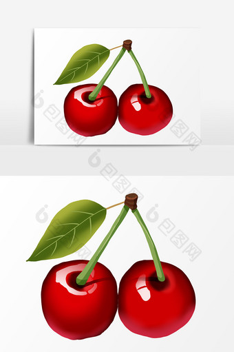 卡通手绘红色系水果樱桃图片
