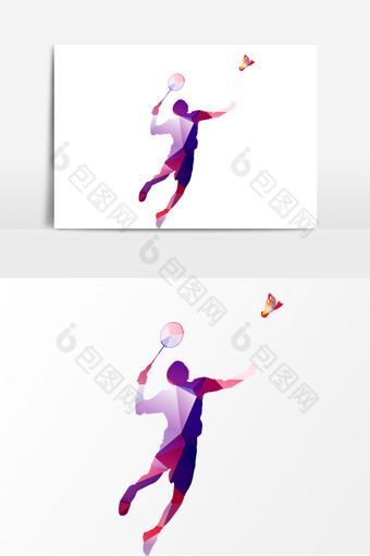简约手绘羽毛球运动员元素素材图片