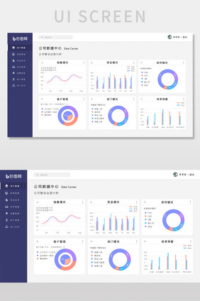 白色简约扁平数据可视化后台界面