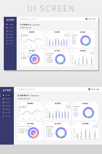 白色简约扁平数据可视化后台界面图片