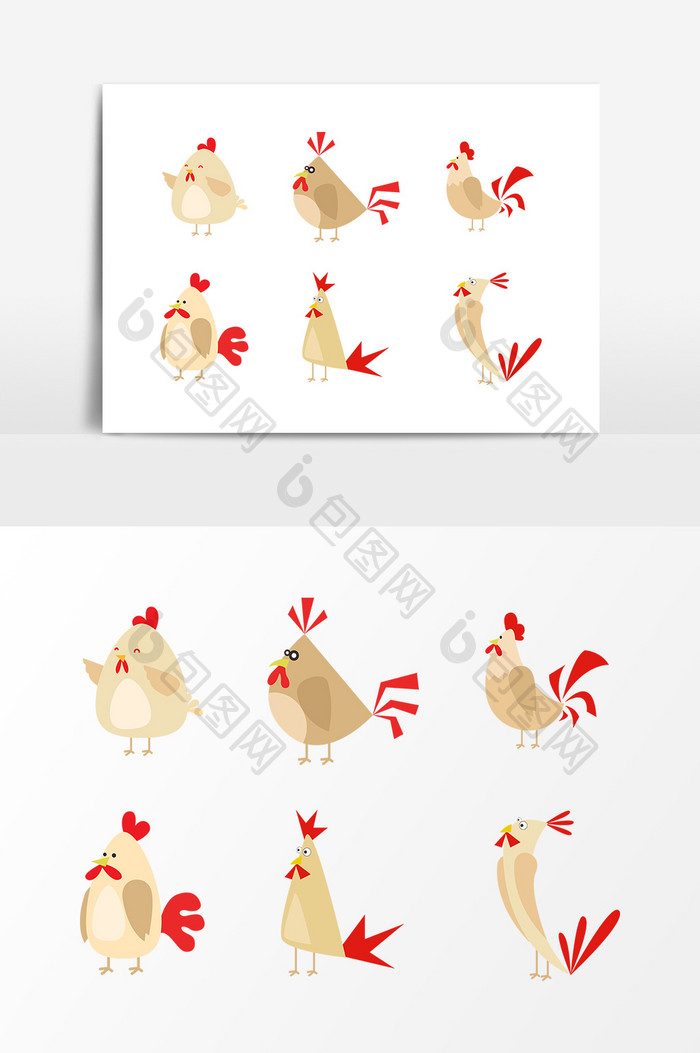 卡通动物鸡设计素材