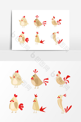 卡通动物鸡设计素材图片