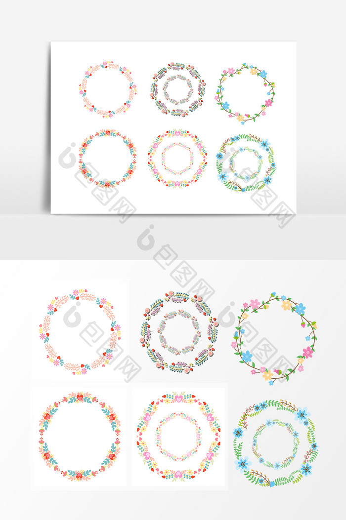 矢量植物花朵花环装饰边框素材