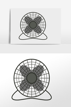 手绘夏季乘凉迷你电风扇插画